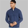 THREADBARE Mens Foxwood 1/4 Zip Jumper Denim Blue