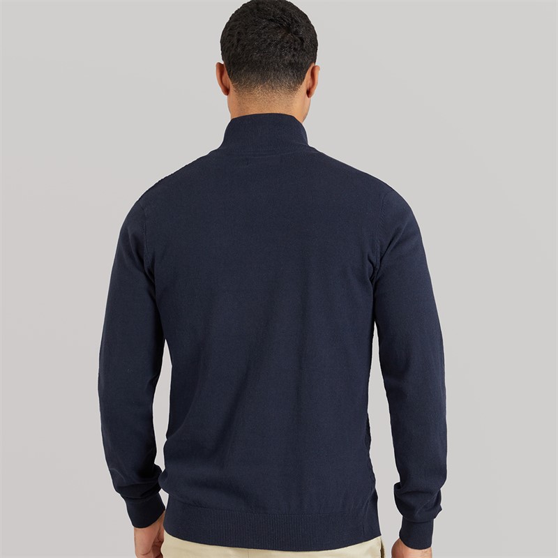 THREADBARE Mens Whitney 1/4 Zip Jumper Navy