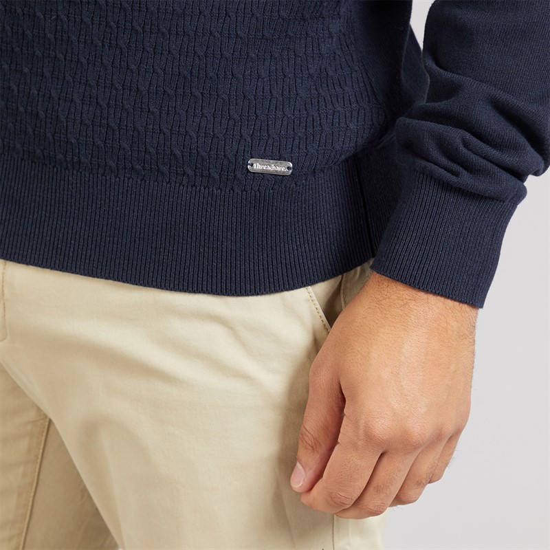 THREADBARE Mens Whitney 1/4 Zip Jumper Navy