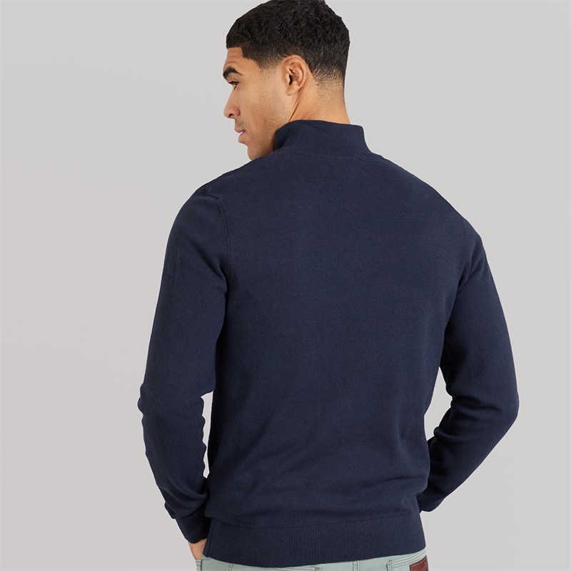THREADBARE Mens Foxwood 1/4 Zip Jumper Navy