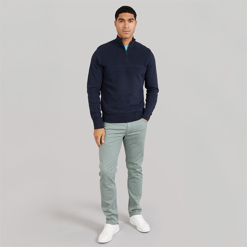 THREADBARE Mens Foxwood 1/4 Zip Jumper Navy
