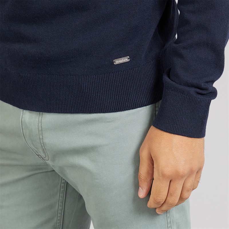 THREADBARE Mens Foxwood 1/4 Zip Jumper Navy