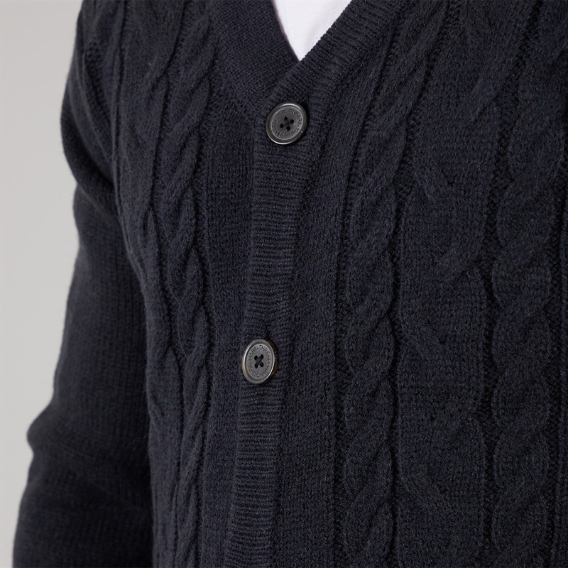 THREADBARE Mens Campionway Cardigan Navy