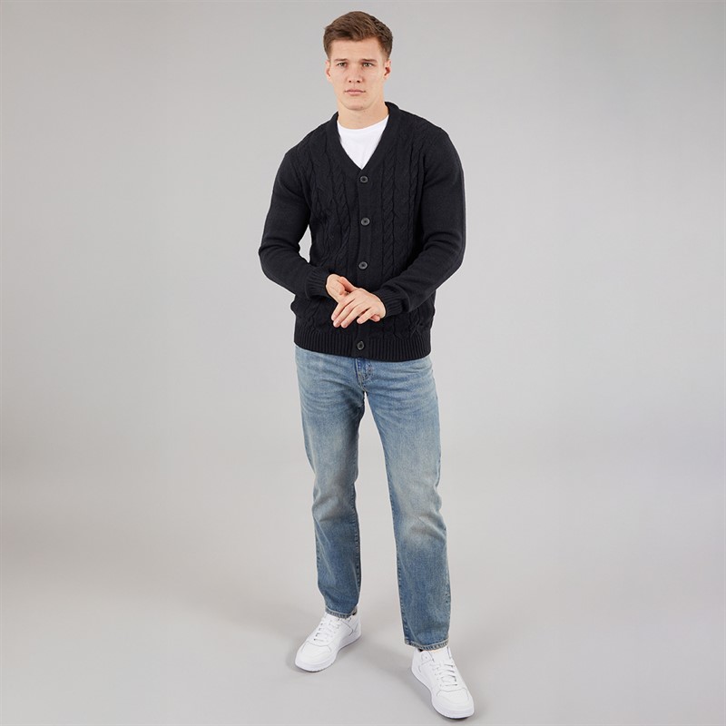 THREADBARE Mens Campionway Cardigan Navy