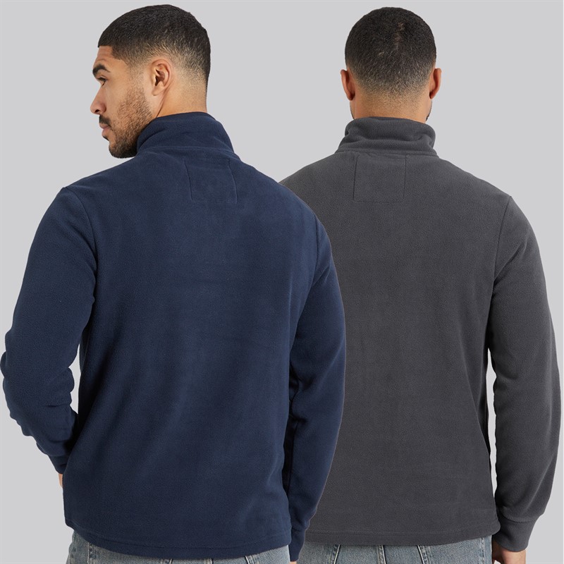 THREADBARE Mens Pascal Two Pack Fleeces Navy/Charcoal