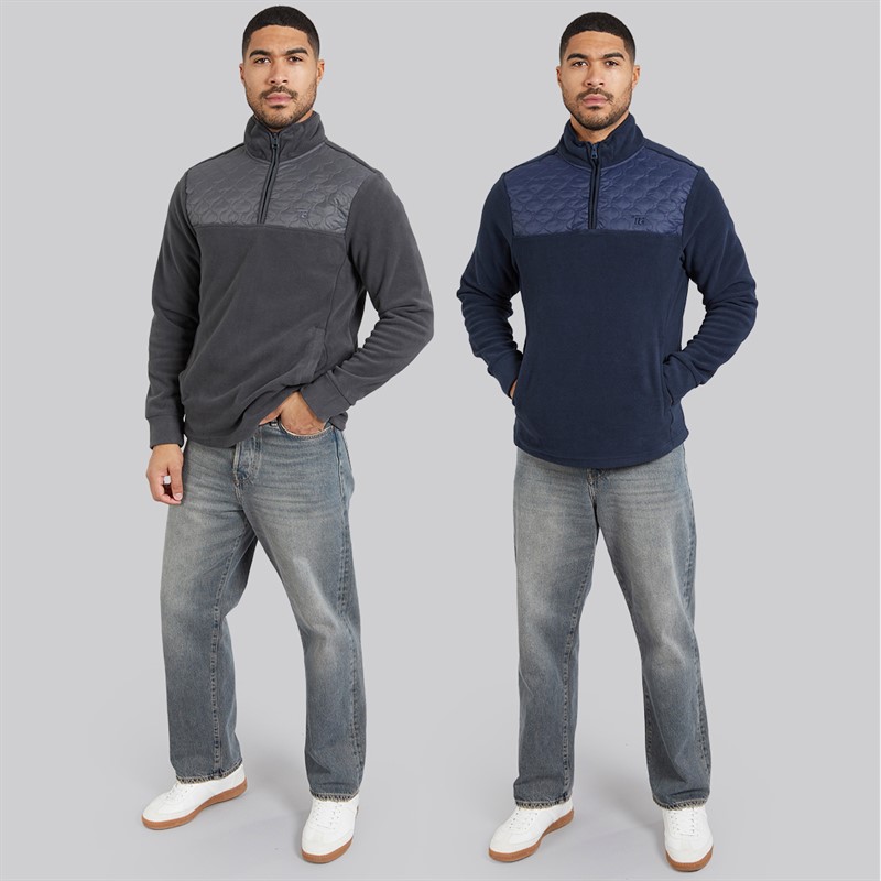 THREADBARE Mens Pascal Two Pack Fleeces Navy/Charcoal