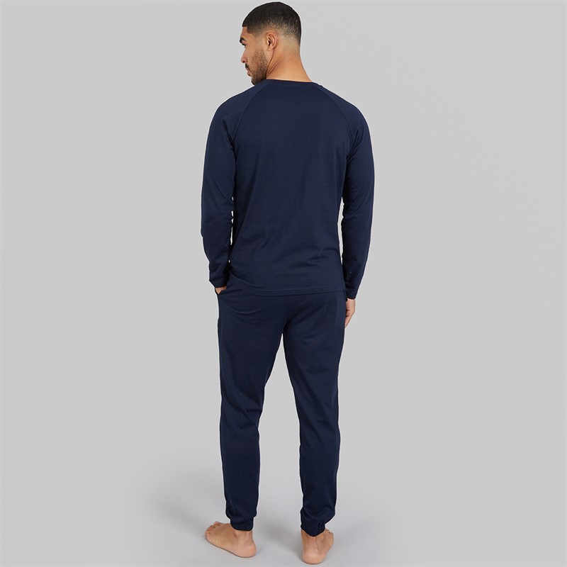 THREADBARE Mens Logger Pyjama Set Navy