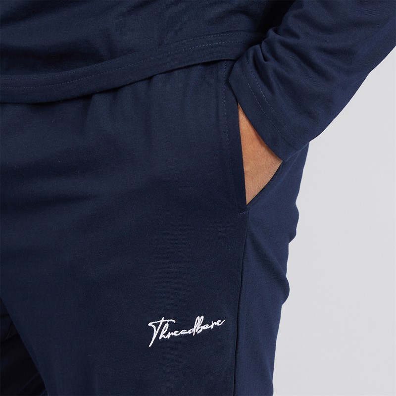THREADBARE Mens Logger Pyjama Set Navy