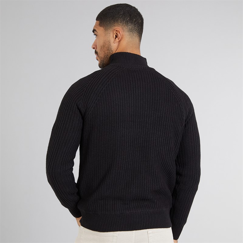 THREADBARE Mens Westleigh Full Zip Cardigan Black