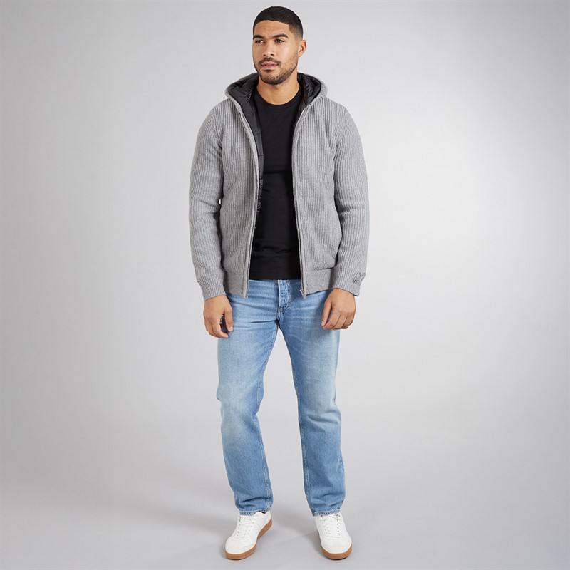 THREADBARE Mens Haydock Knitted Shacket Grey Marl