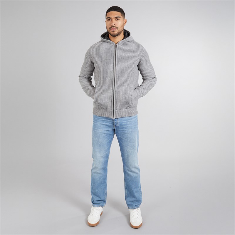 THREADBARE Mens Haydock Knitted Shacket Grey Marl