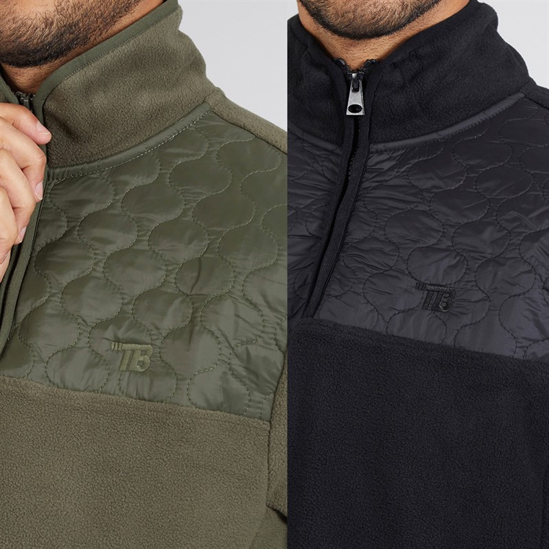 THREADBARE Mens Pascal Two Pack Fleeces Black/Khaki