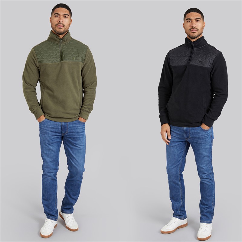 THREADBARE Mens Pascal Two Pack Fleeces Black/Khaki
