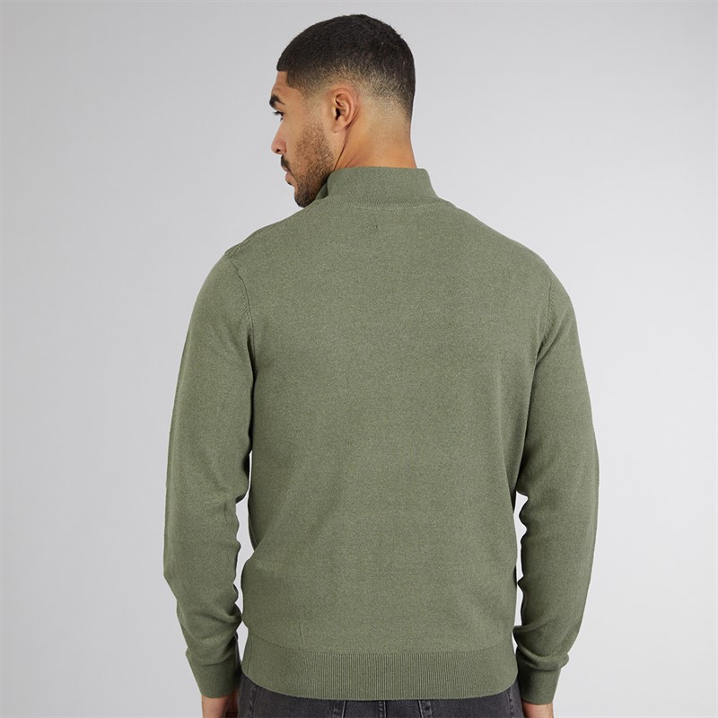 THREADBARE Mens Fox 1/4 Zip Jumper Khaki