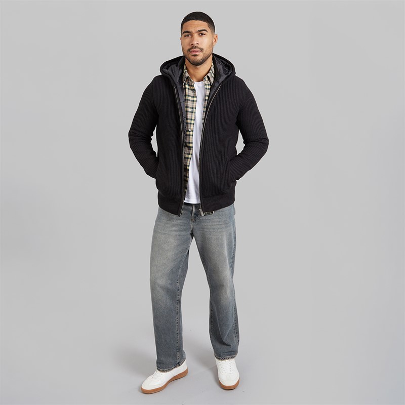 THREADBARE Mens Haydock Knitted Shacket Black