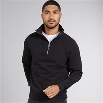 THREADBARE Mens Cosmopolitan 1/4 Zip Sweatshirt Black