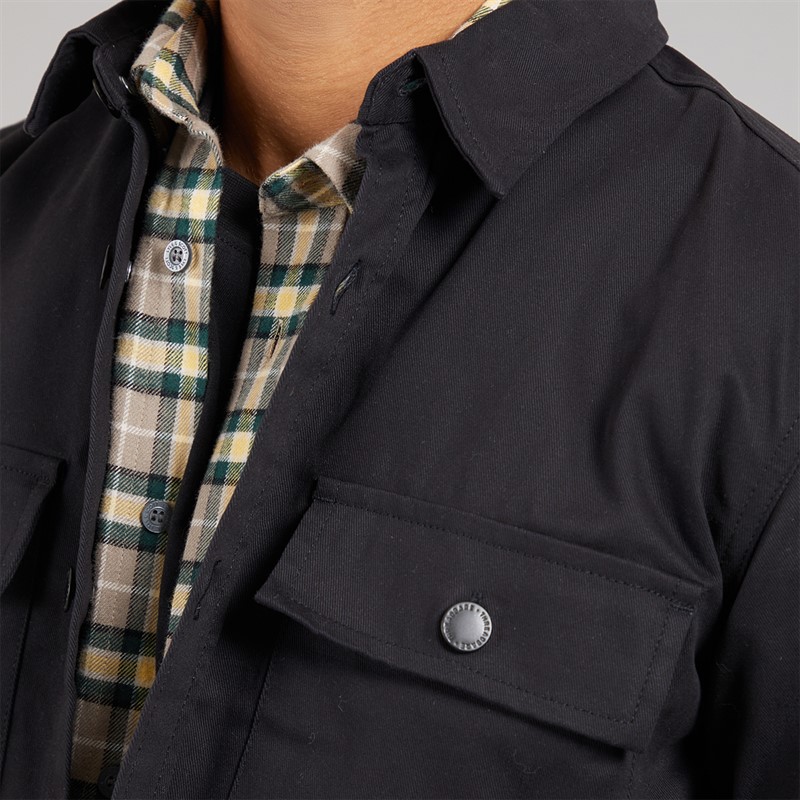 THREADBARE Mens Church Long Sleeve Shacket Black