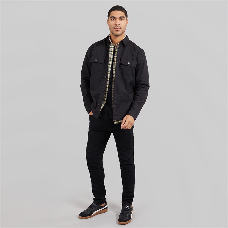 THREADBARE Mens Church Long Sleeve Shacket Black