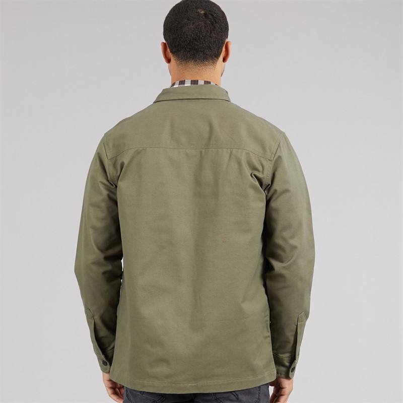 THREADBARE Mens Church Long Sleeve Shacket Olive