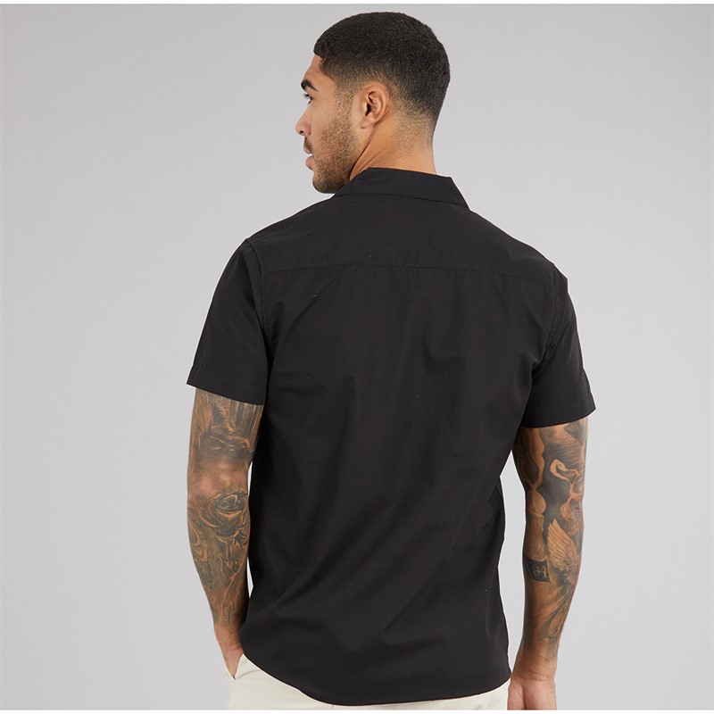 THREADBARE Mens Yewdale Short Sleeve Shirt Black