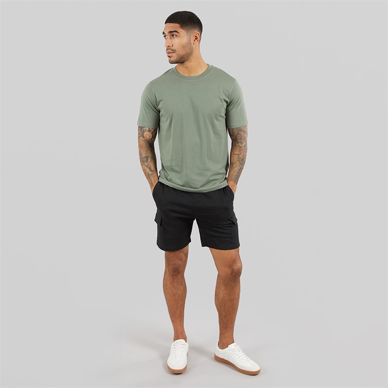 THREADBARE Mens Temples Cargo Shorts Black