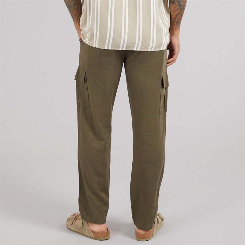 THREADBARE Mens Ramsay Linen Trousers Khaki