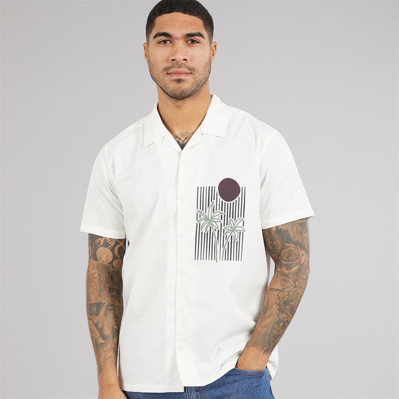 THREADBARE Mens Rawlin Short Sleeve Shirt Ecru