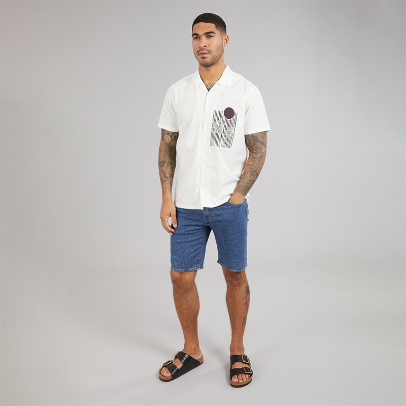 THREADBARE Mens Rawlin Short Sleeve Shirt Ecru