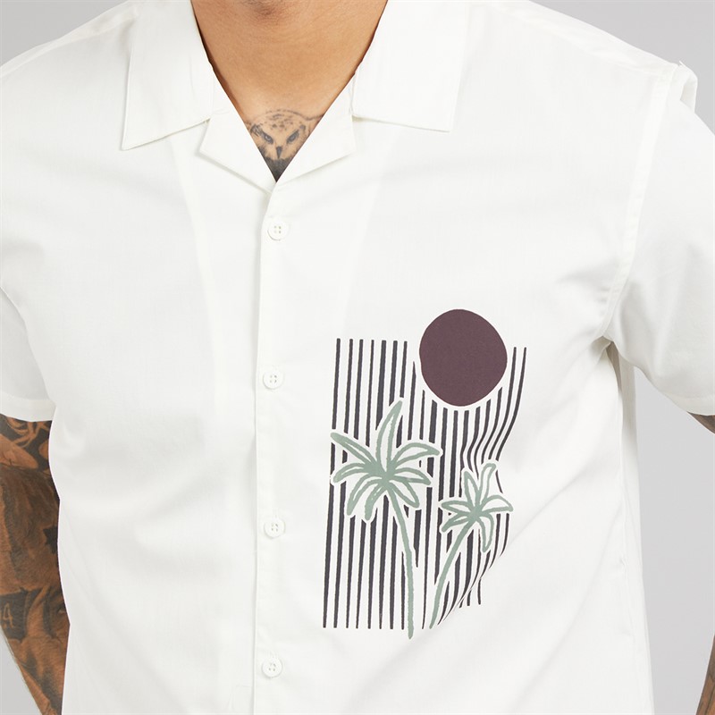 THREADBARE Mens Rawlin Short Sleeve Shirt Ecru
