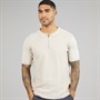 THREADBARE Mens Kelso Knitted Zip Polo Shirt Light Taupe