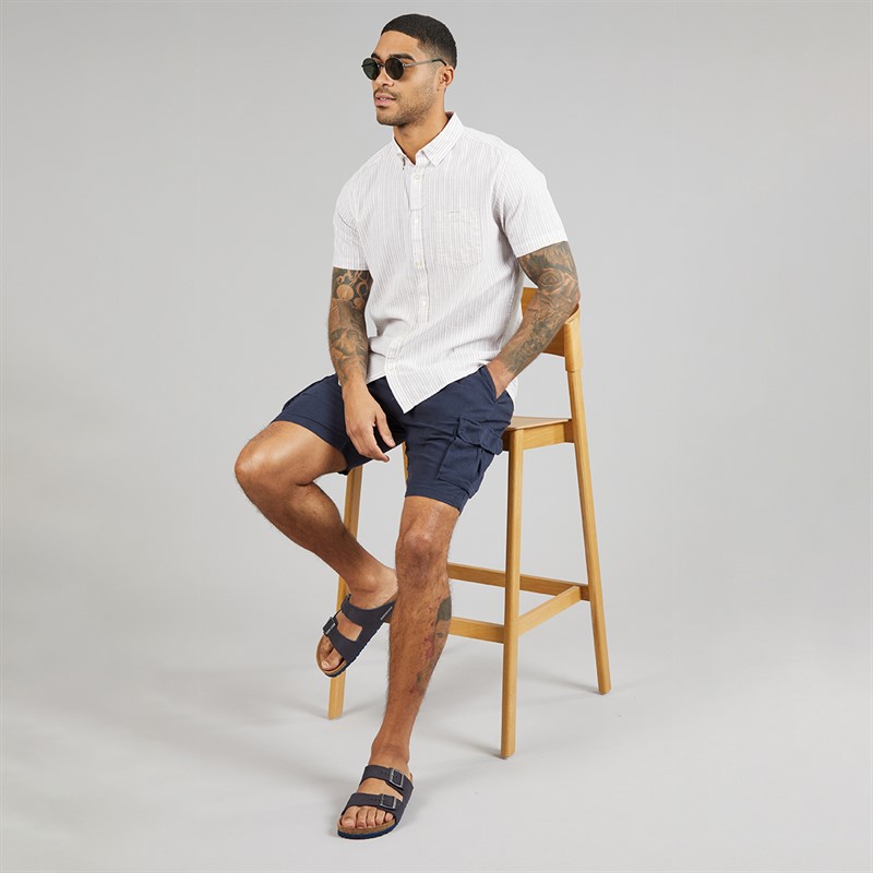 THREADBARE Mens Bristol Cargo Shorts Navy