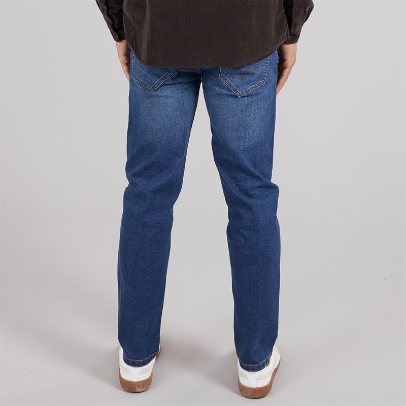 THREADBARE Mens Canterbury Straight Fit Jeans Mid Wash