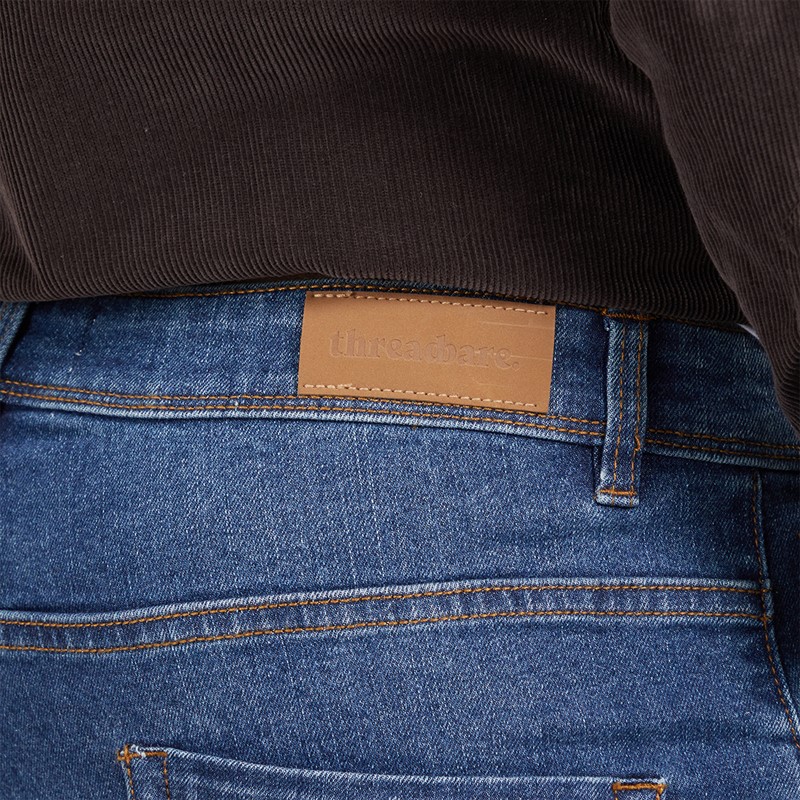 THREADBARE Mens Canterbury Straight Fit Jeans Mid Wash