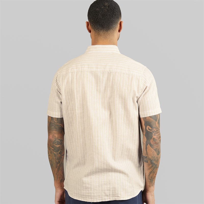 THREADBARE Mens Erik Short Sleeve Shirt Stone