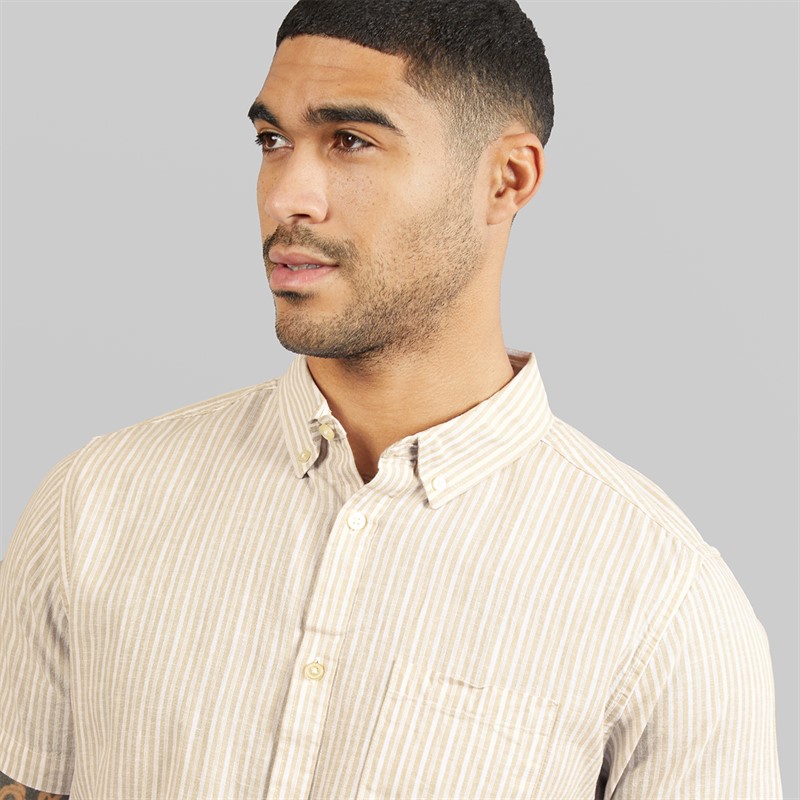 THREADBARE Mens Erik Short Sleeve Shirt Stone