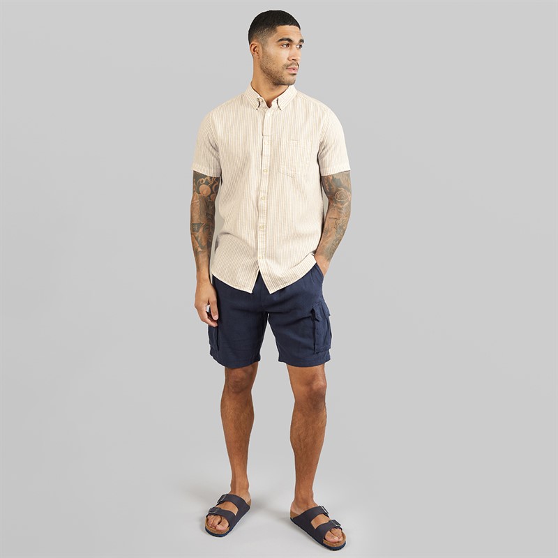 THREADBARE Mens Erik Short Sleeve Shirt Stone