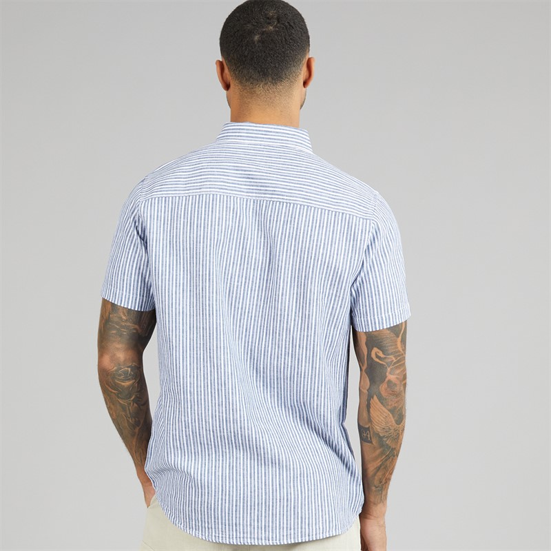 THREADBARE Mens Erik Short Sleeve Shirt Blue