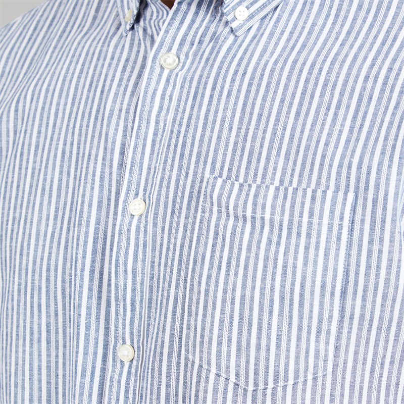 THREADBARE Mens Erik Short Sleeve Shirt Blue