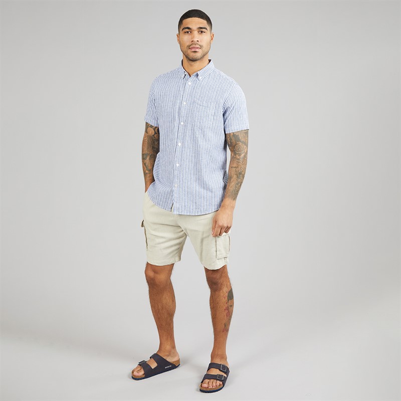 THREADBARE Mens Erik Short Sleeve Shirt Blue