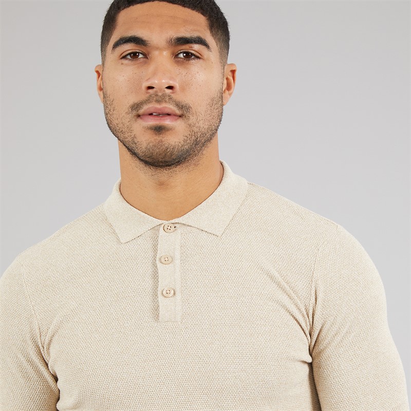 THREADBARE Mens Douglas Knitted Polo Shirt Dijon Twist