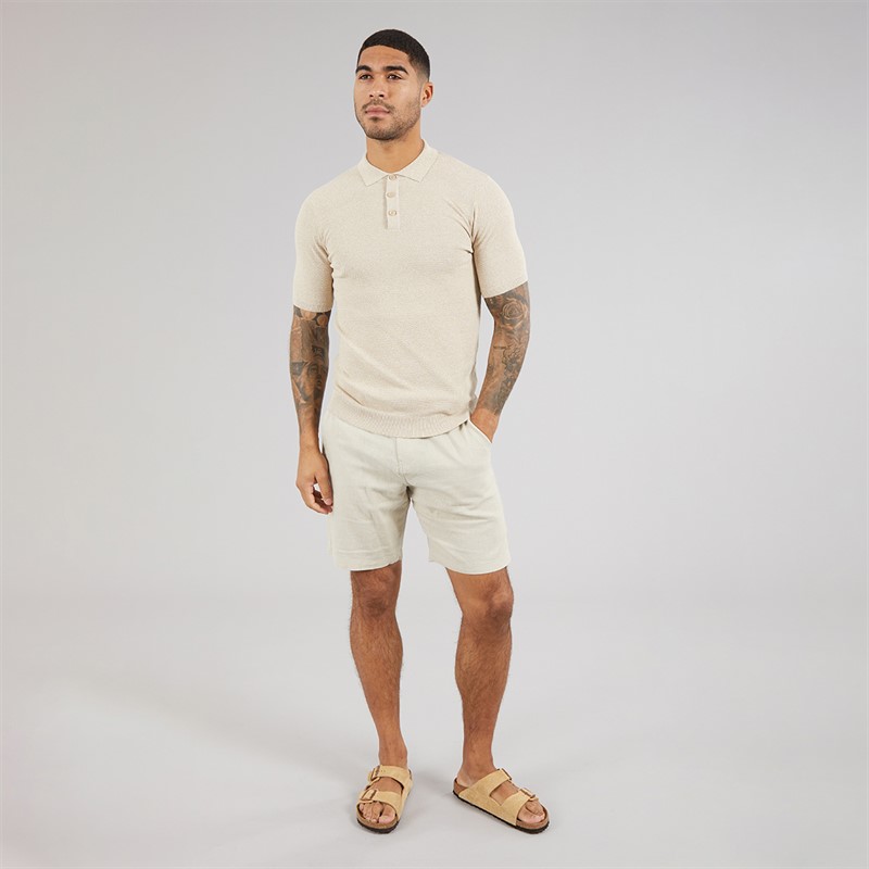 THREADBARE Mens Douglas Knitted Polo Shirt Dijon Twist