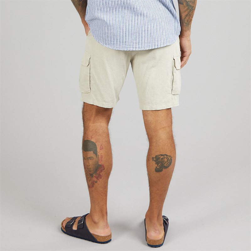 THREADBARE Mens Bristol Cargo Shorts Light Stone