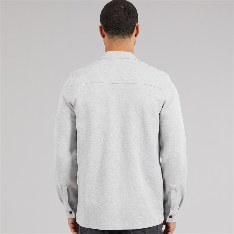 THREADBARE Mens Relay Long Sleeve Shacket Light Grey Marl