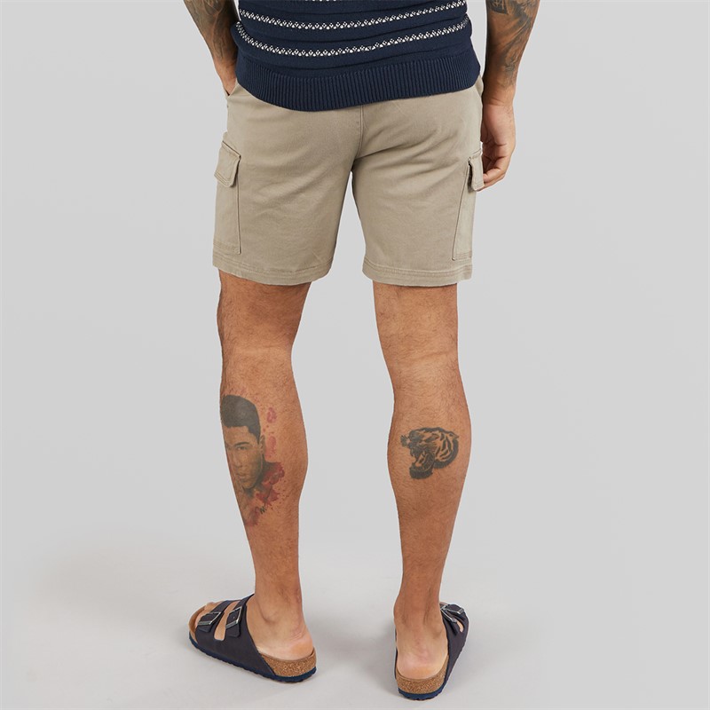 THREADBARE Mens Temples Cargo Shorts Taupe