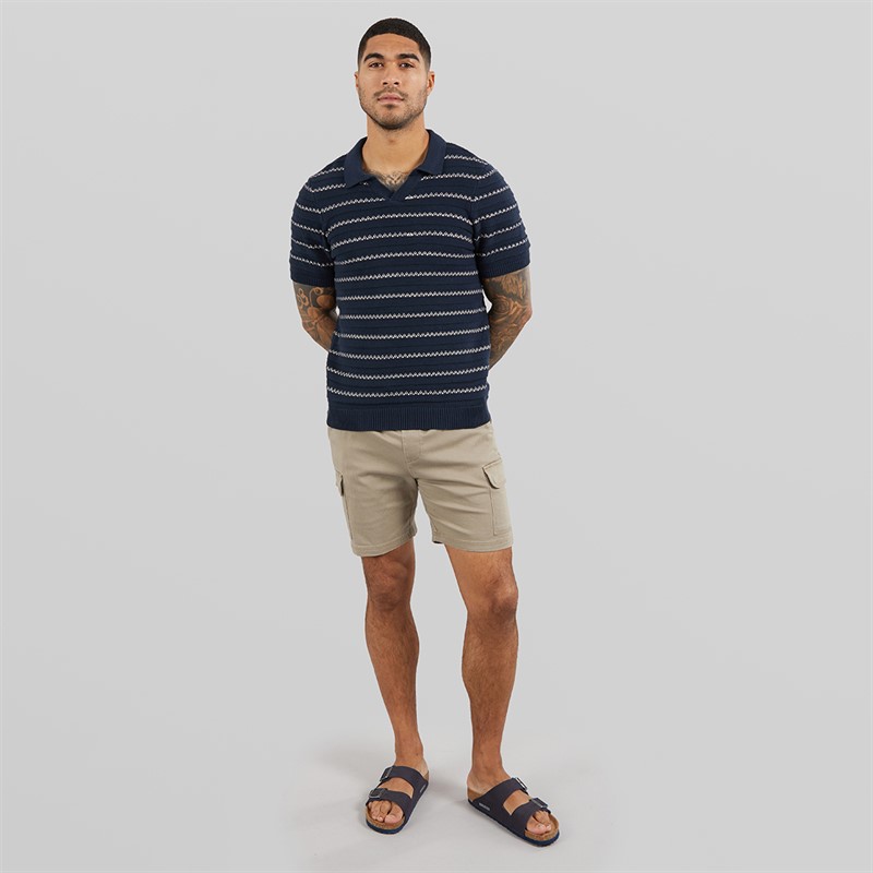 THREADBARE Mens Temples Cargo Shorts Taupe