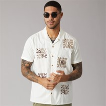 THREADBARE Mens Zetlanda Short Sleeve Shirt Ecru