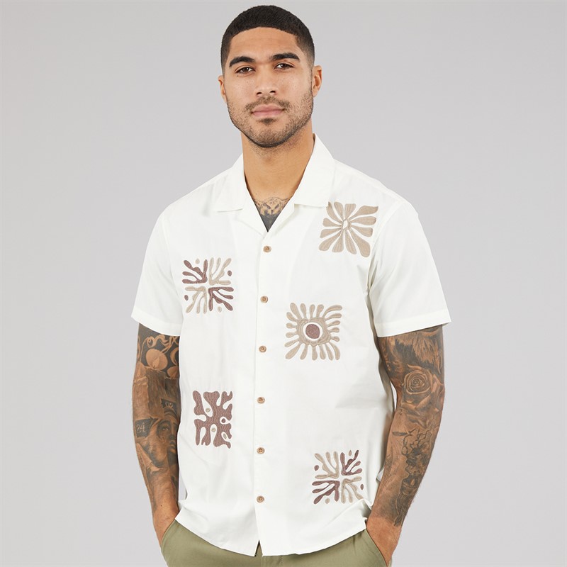 THREADBARE Mens Zetlanda Short Sleeve Shirt Ecru