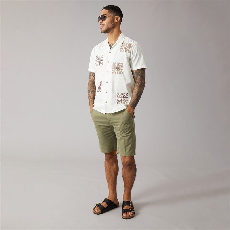 THREADBARE Mens Zetlanda Short Sleeve Shirt Ecru