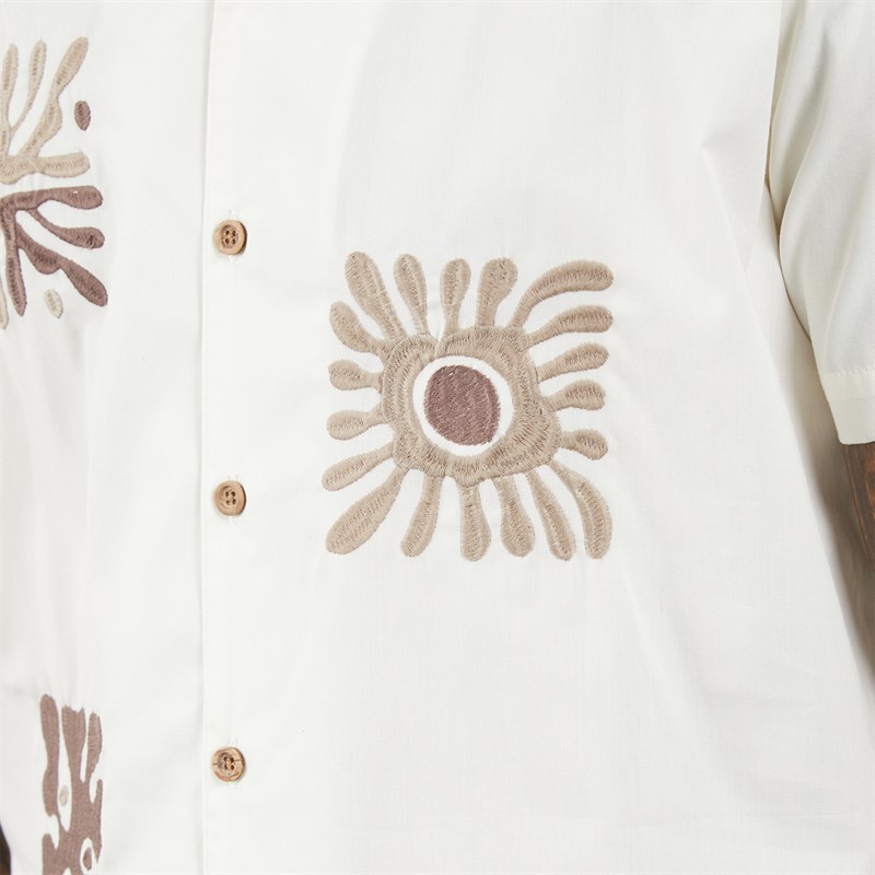 THREADBARE Mens Zetlanda Short Sleeve Shirt Ecru
