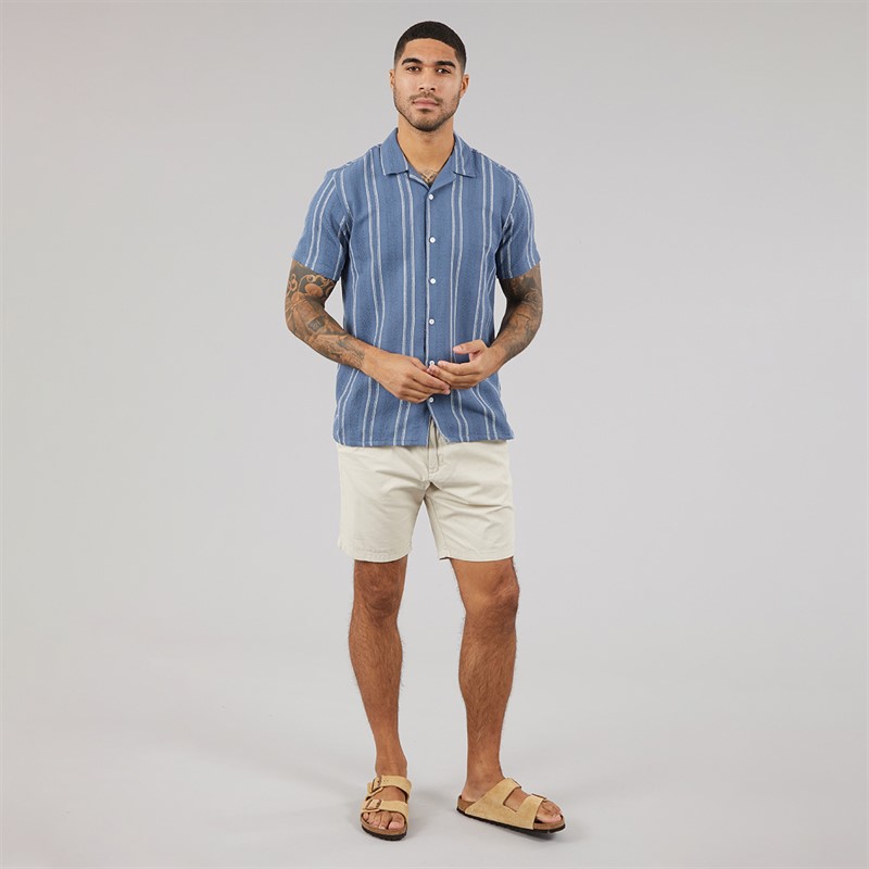THREADBARE Mens Matteo Short Sleeve Shirt Denim